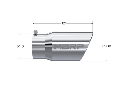 MBRP T5075 Tip. 6in. O.D. Angled Rolled End 5in. inlet 12in. length - view 2