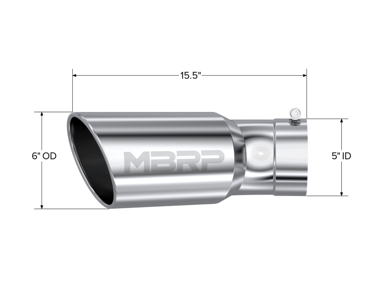 MBRP T5154 Tip. 6in OD. 5in Inlet. 15.5in Length. 30° Bend. T304 - view 2