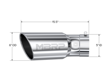 MBRP T5154 Tip. 6in OD. 5in Inlet. 15.5in Length. 30° Bend. T304 - view 2