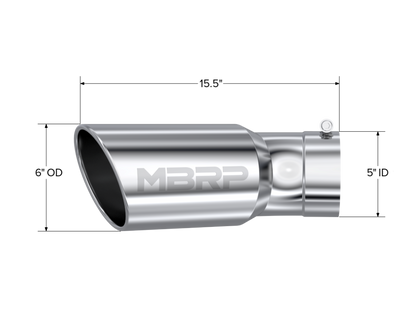 MBRP T5154 Tip. 6in OD. 5in Inlet. 15.5in Length. 30° Bend. T304 - view 2