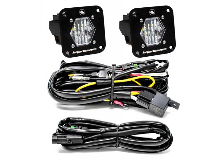 Baja Designs S1 Black Flush Mount LED Light Pod Reverse Kit (Clear)