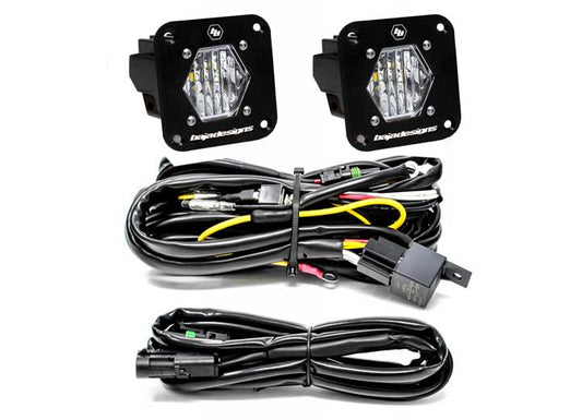 Baja Designs S1 Black Flush Mount LED Light Pod Reverse Kit (Clear)