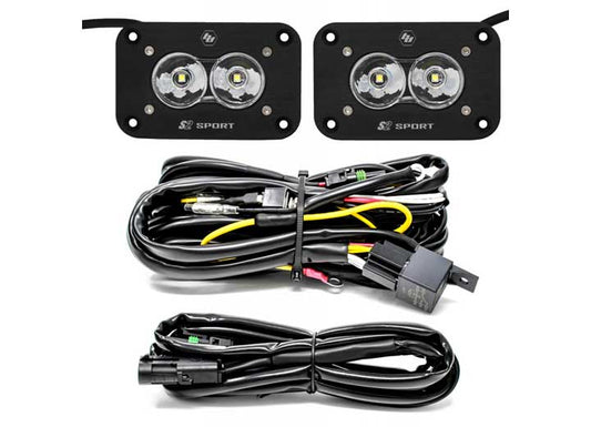 Baja Designs S2 Sport Black Flush Mount LED Auxiliary Light Pod Reverse Kit (Work/Scene)