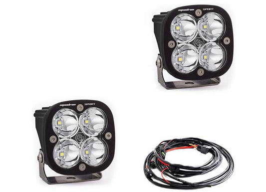Baja Designs Squadron Sport Black LED Auxiliary Light Pod Pair (Spot Pattern, Clear)