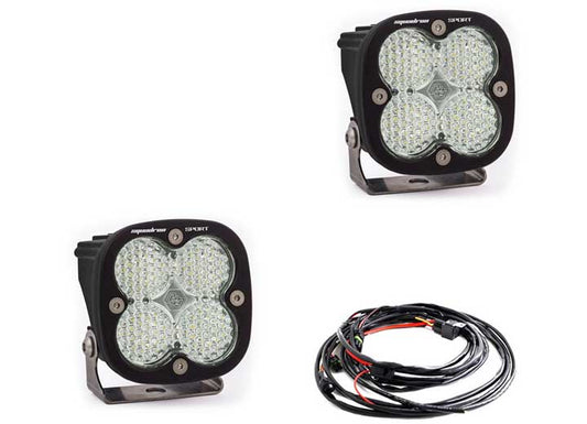 Baja Designs Squadron Sport Black LED Auxiliary Light Pod Pair (Clear, Work/Scene)