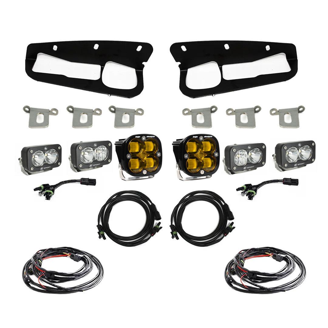 Baja Designs Squadron SAE/Dual S2 Sport Steel Bumper Fog Pocket Light Kit (Amber)