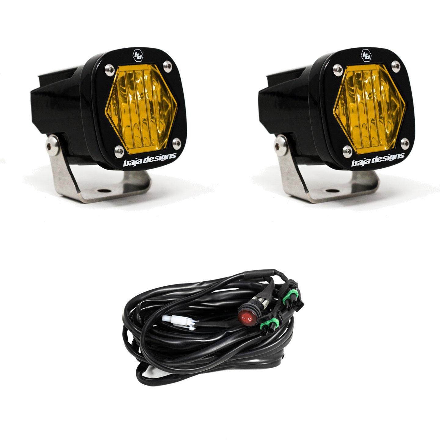 Baja Designs S1 Black LED Auxiliary Light Pod Pair (Amber - Wide Cornering)