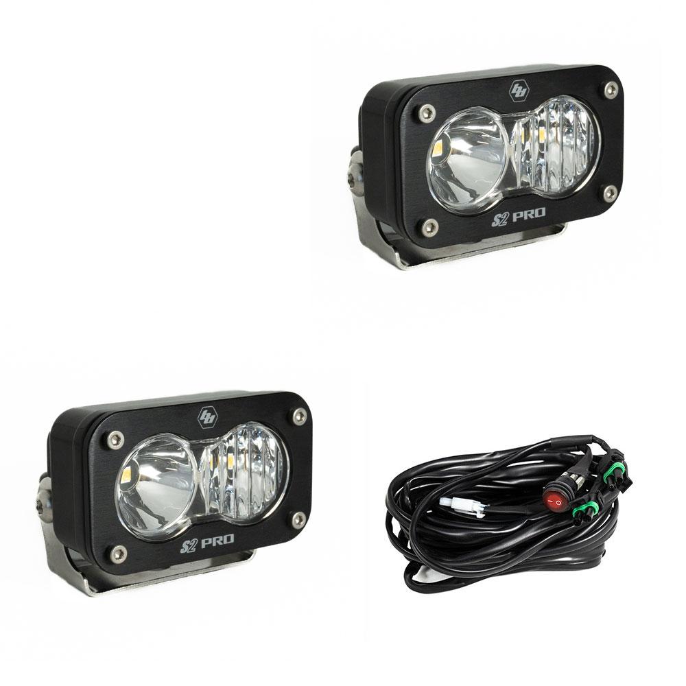 Baja Designs - Baja Designs S2 Pro Black LED Auxiliary Light Pod Pair - Driving/Combo (Clear)