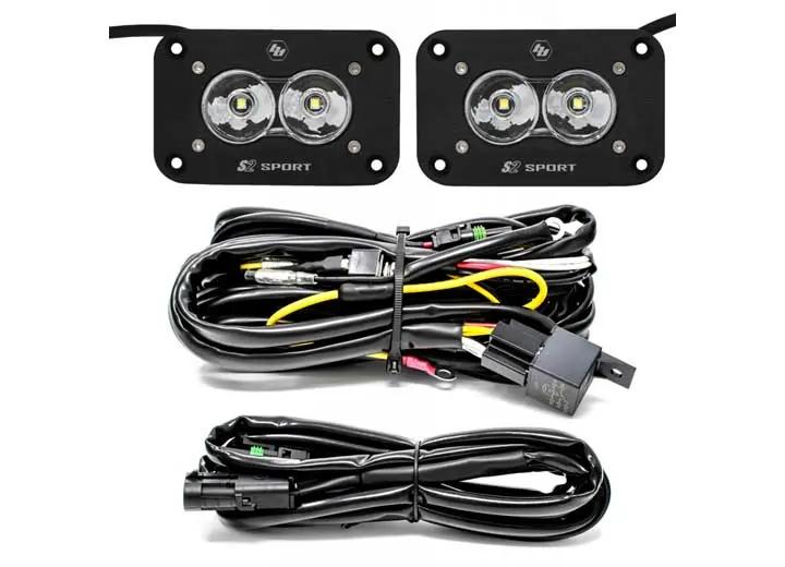 Baja Designs - Baja Designs S2 Sport Black Flush Mount LED Auxiliary Light Pod Reverse Kit (Work/Scene)