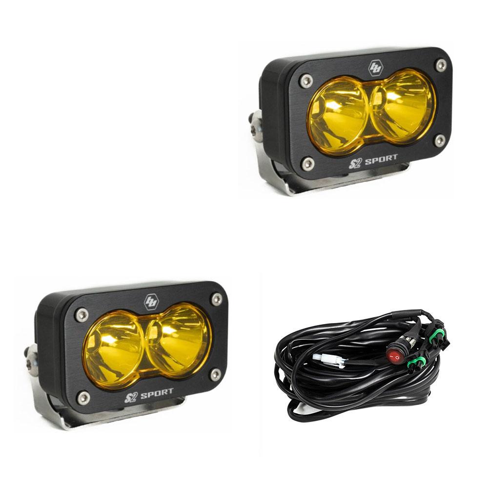 Baja Designs - Baja Designs S2 Sport Black LED Auxiliary Light Pod Pair (Amber - Spot)