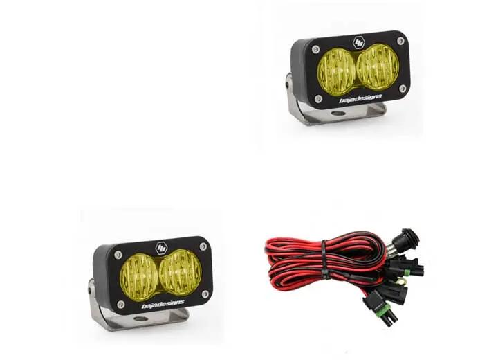 Baja Designs - Baja Designs S2 Sport Black LED Auxiliary Light Pod Pair (Amber - Wide Cornering)