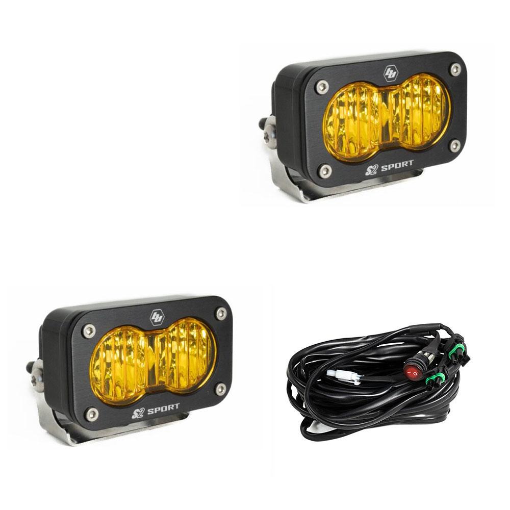 Baja Designs - Baja Designs® S2 Sport™ LED Lights Pair Amber Wide Cornering w/Wire Harness