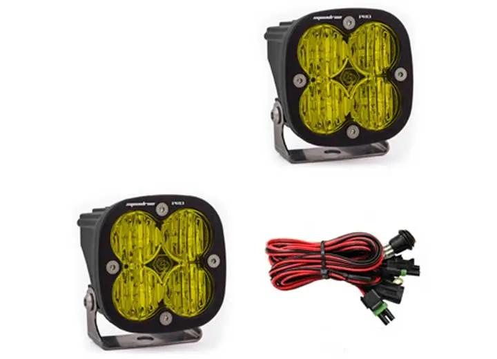 Baja Designs - Baja Designs Squadron Pro Black LED Auxiliary Light Pod Pair (Amber - Wide Cornering)