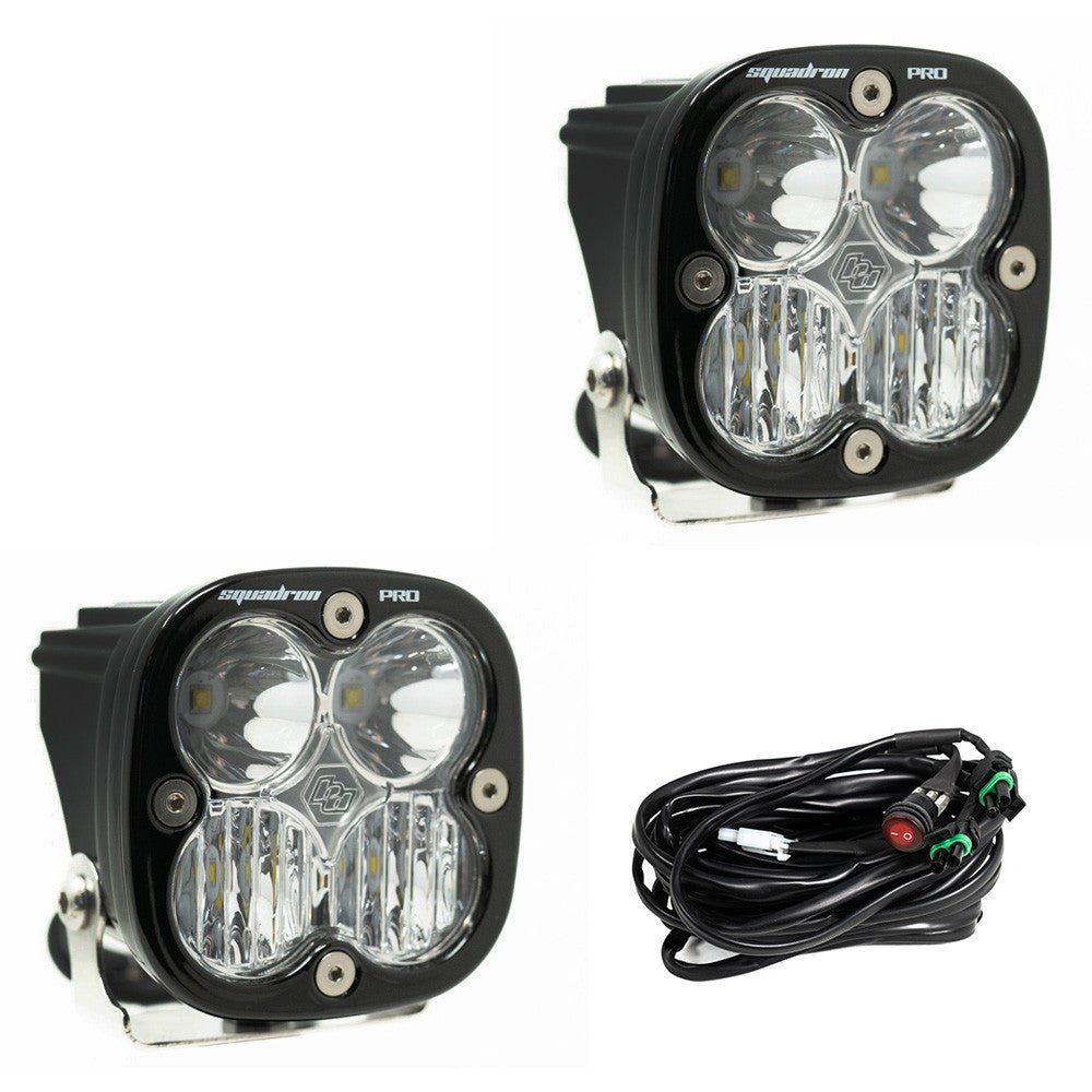 Baja Designs - Baja Designs Squadron Pro Black LED Auxiliary Light Pod Pair - Driving Combo - Clear – Unmatched Off - Road Visibility