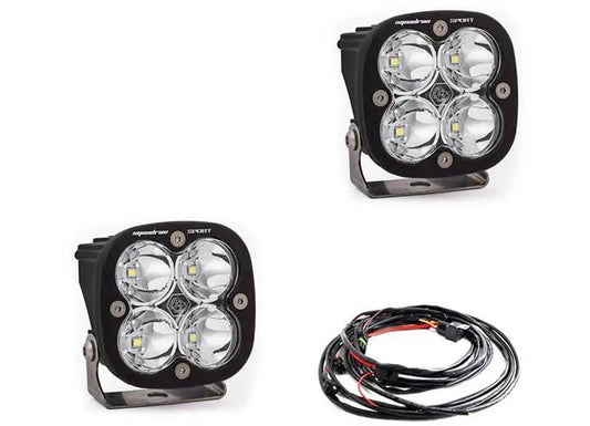 Baja Designs - Baja Designs Squadron Sport Black LED Auxiliary Light Pod Pair (Spot Pattern, Clear)