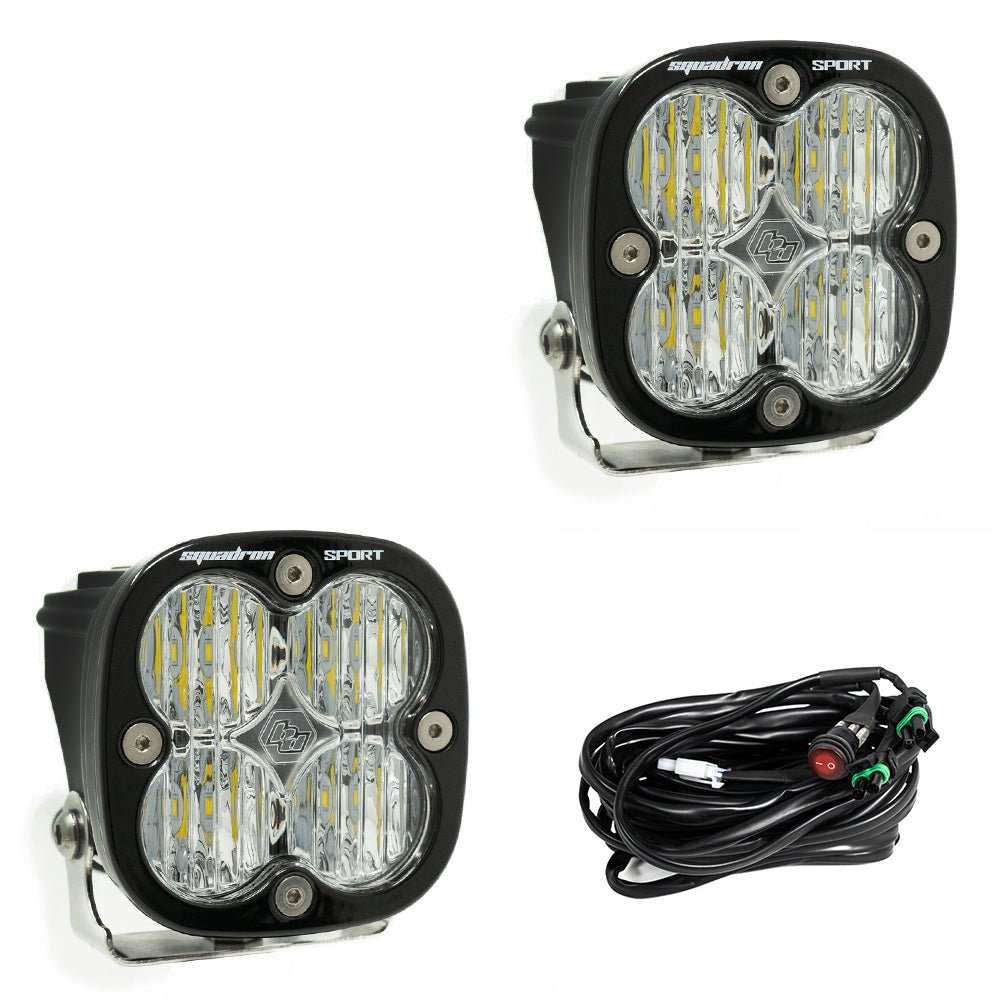 Baja Designs - Baja Designs Squadron Sport Black LED Auxiliary Light Pod Pair - Wide Cornering (Clear)