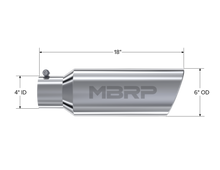MBRP T5130 Tip. 6in. O.D.. Rolled end. 4in. inlet 18in. in length. T304 - view 2