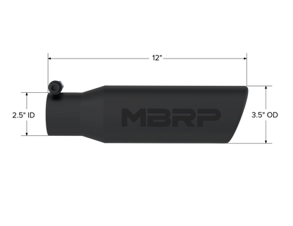 MBRP T5113BLK Tip. 3in. O.D. Angled Rolled End 2in. inlet 12in - view 2