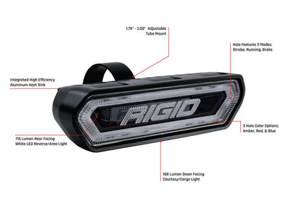 RIGID Industries - Chase, Rear Facing 5 Mode LED Light, Blue Halo, Black Housing
