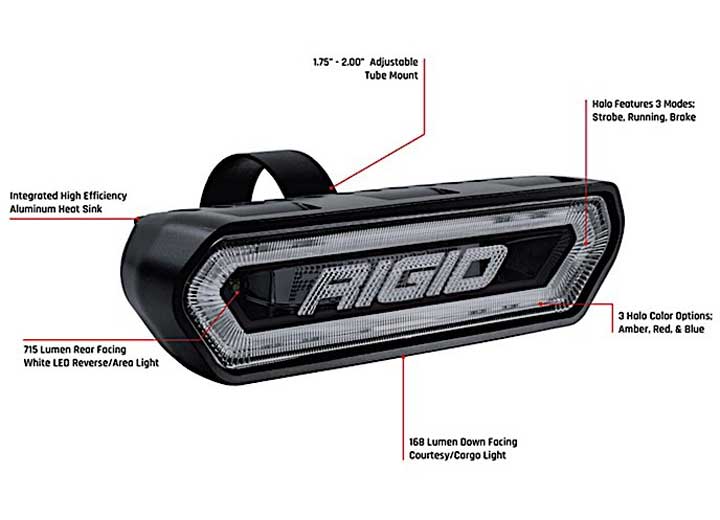 Rigid Industries - Chase Tail Light - Bright Blue LED Universal Fit for Enhanced Visibility and Safety