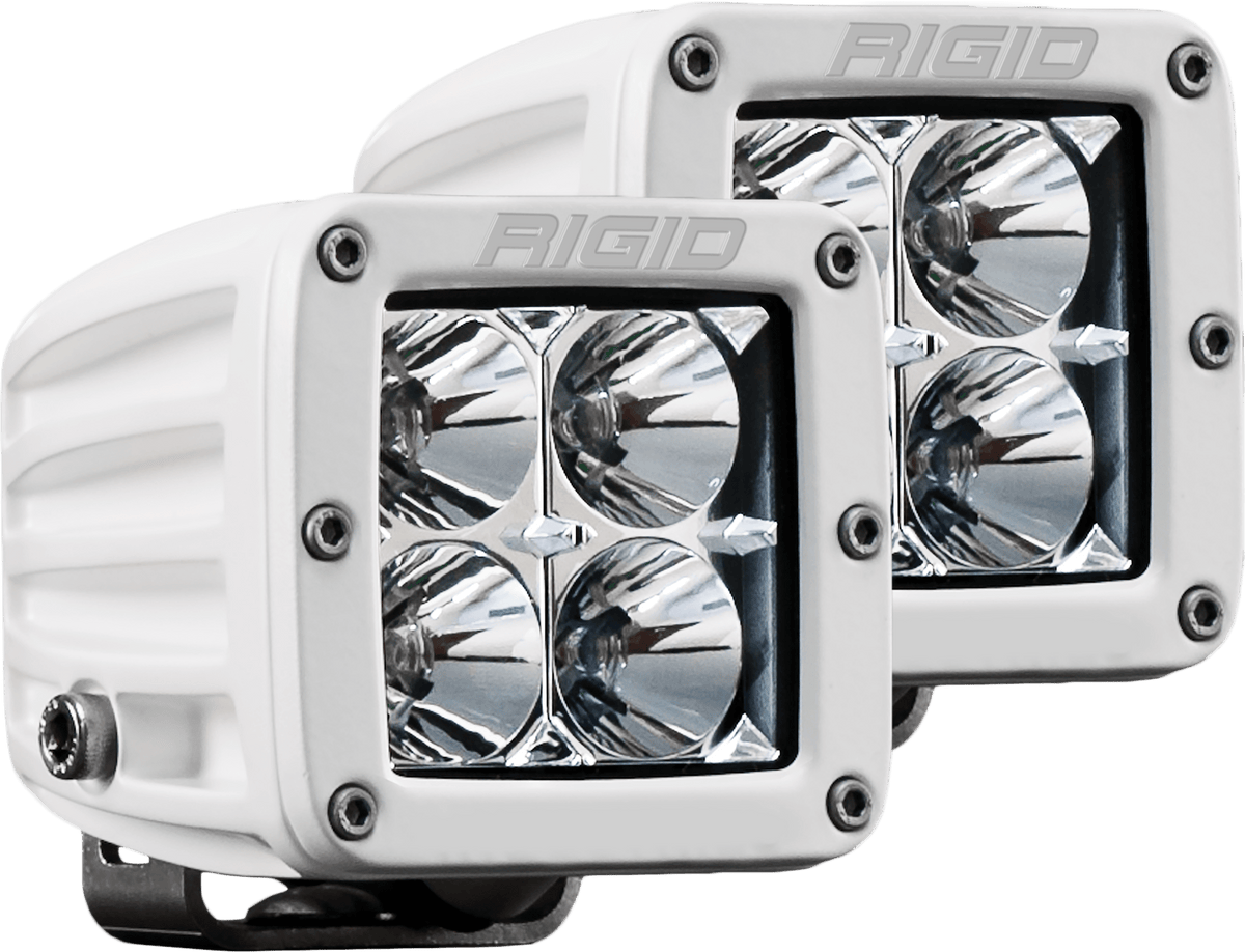 RIGID Industries - D - Series PRO LED Light, Flood Optic, Surface Mount, White Housing, Pair