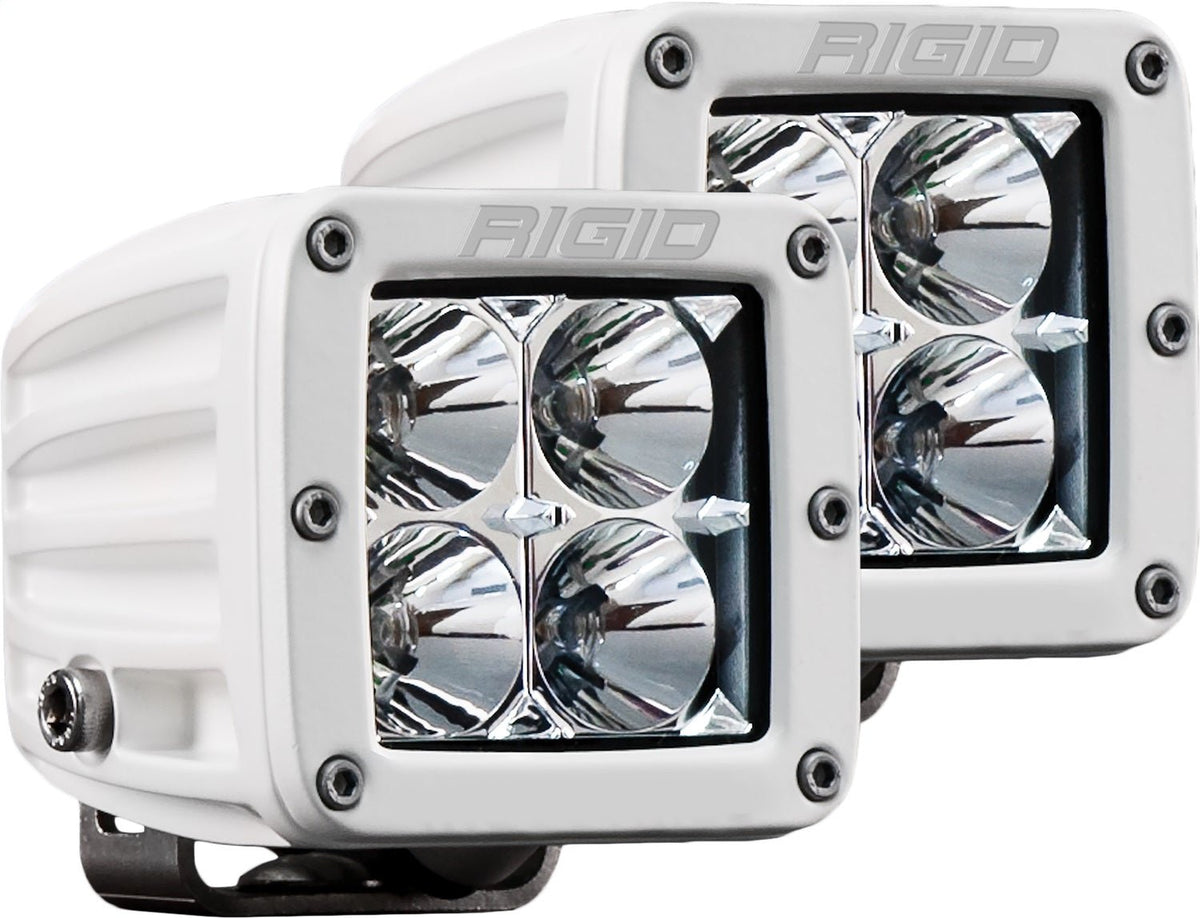 RIGID Industries - D - Series PRO LED Light, Flood Optic, Surface Mount, White Housing, Pair