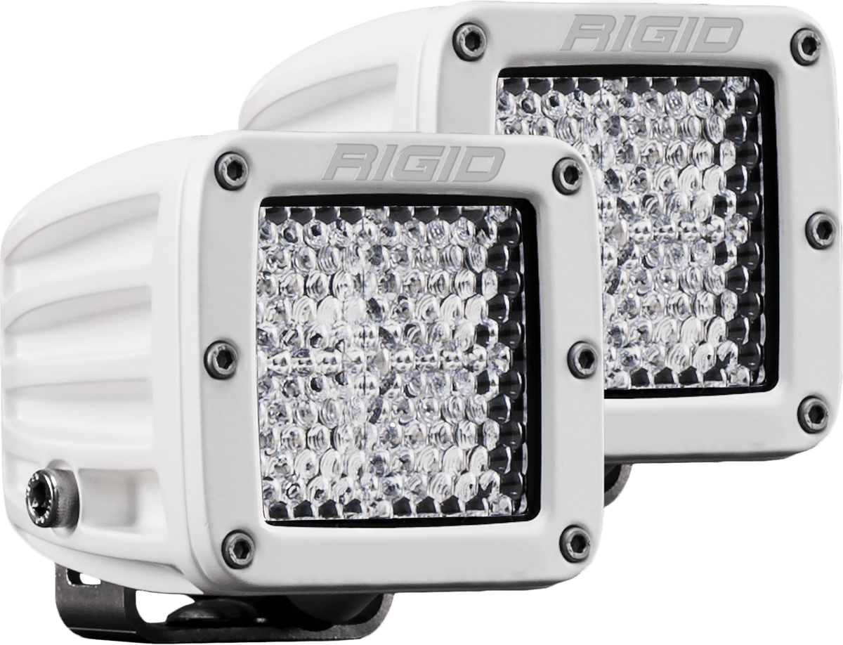 RIGID Industries - D - Series PRO Light, Flood Diffused, Surface Mount, White Housing, Pair