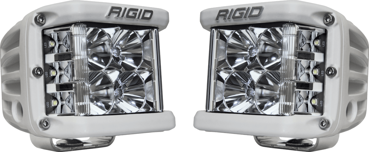 RIGID Industries - D - SS PRO Side Shooter, Flood Optic, Surface Mount, White Housing, Pair