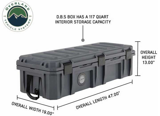 D.B.S. - 117 QT DARK GREY WHEELED DRY BOX WITH DRAIN AND BOTTLE OPENER Overland Vehicle Systems / Up Down Air