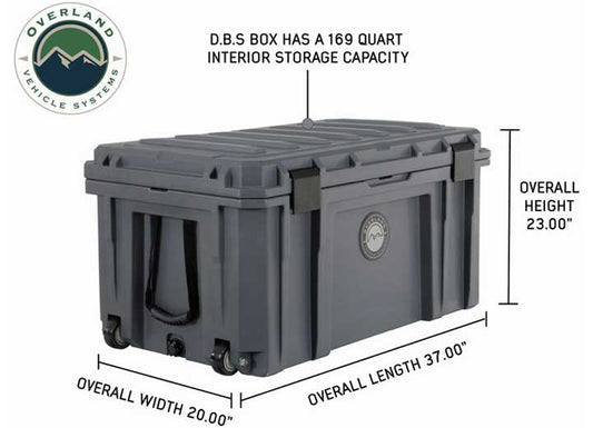 D.B.S. - 169 QT DARK GREY ROLLING DRY BOX WITH DRAIN PLUG & BOTTLE OPENER