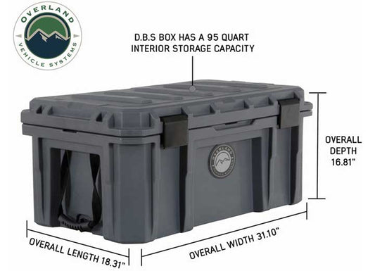 D.B.S. 95 QT Dark Grey Wheeled Dry Box with Drain Plug & Bottle Opener Overland Vehicle Systems / Up Down Air