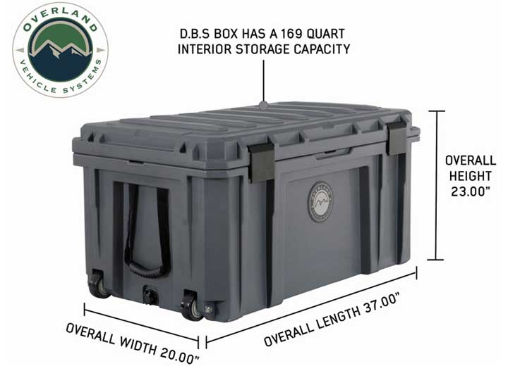 D.B.S.  - DARK GREY 169 QT DRY BOX W/WHEELS, DRAIN, AND BOTTLE OPENER