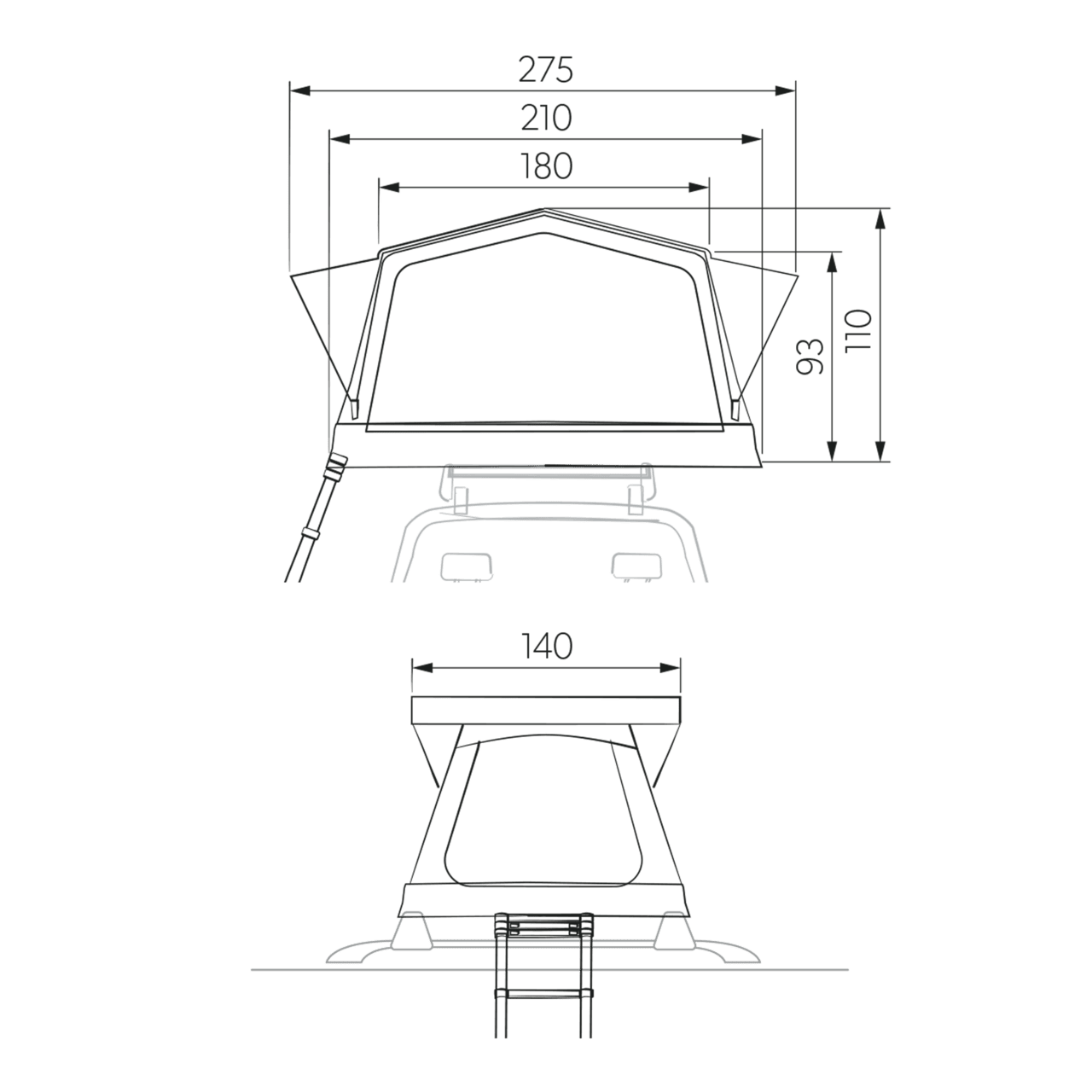 Dometic TRT 140 Air Inflatable Rooftop Tent - Quick Setup, Superior Comfort for Your Outdoor Adventures