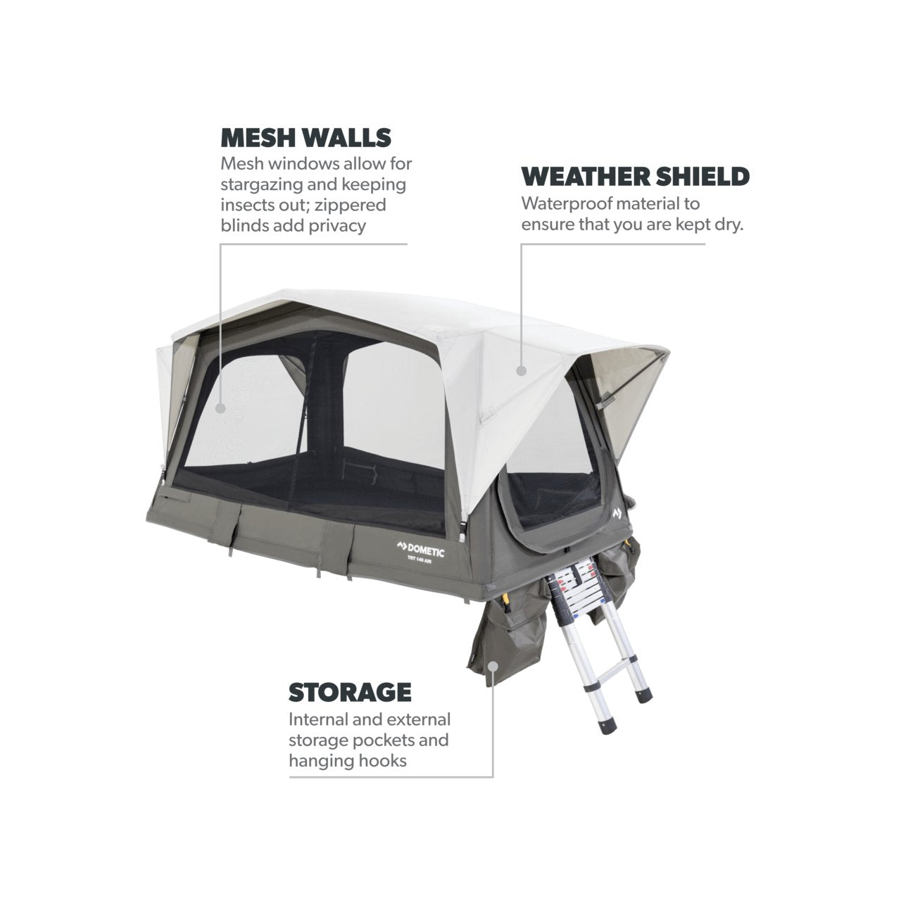 Dometic TRT 140 Air Inflatable Rooftop Tent - Quick Setup, Superior Comfort for Your Outdoor Adventures