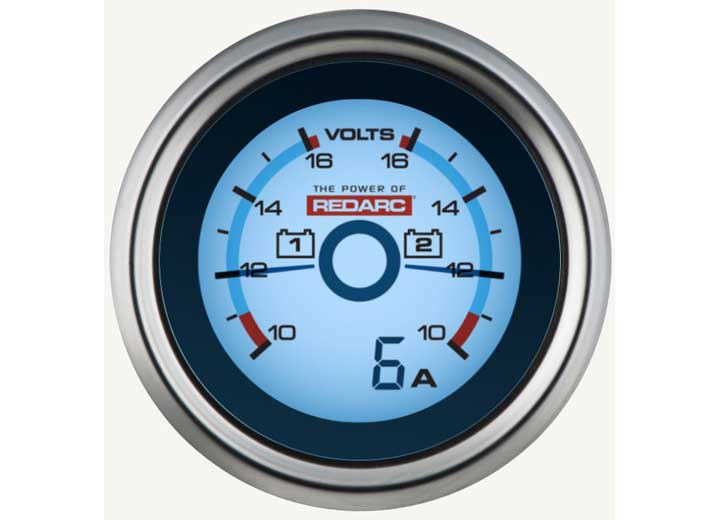 Redarc - DUAL BATTERY VOLTAGE GAUGE with 2 - Way Monitoring Display