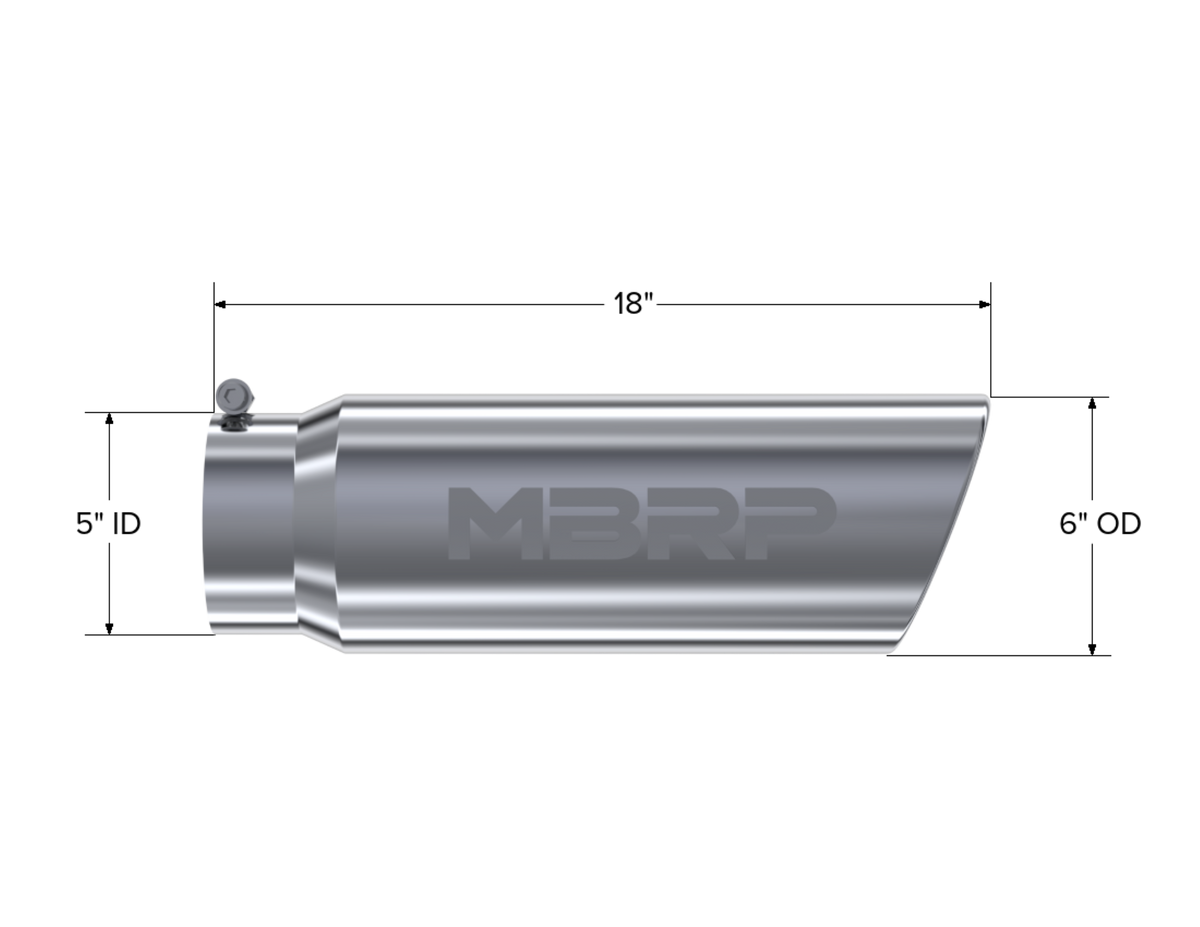MBRP T5125 Tip. 6in. O.D.. Angled Rolled End. 5in. inlet 18in - view 2