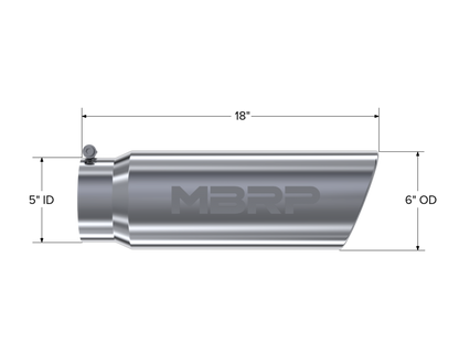 MBRP T5125 Tip. 6in. O.D.. Angled Rolled End. 5in. inlet 18in - view 2