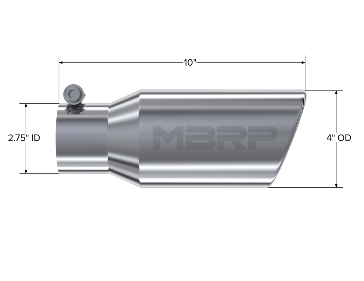 MBRP T5157 Tip. 4in. O.D. Angled Rolled End 2 3/4in. inlet 10in - view 2