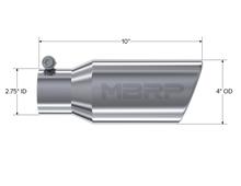 MBRP T5157 Tip. 4in. O.D. Angled Rolled End 2 3/4in. inlet 10in - view 2