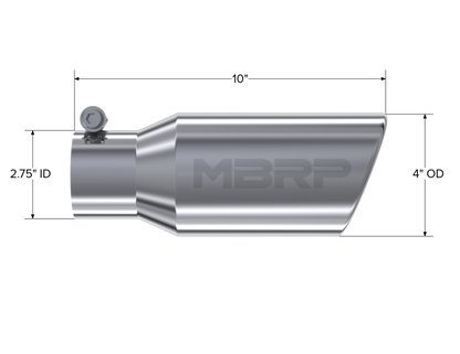 MBRP T5157 Tip. 4in. O.D. Angled Rolled End 2 3/4in. inlet 10in - view 2