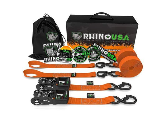 Heavy-Duty 1.6" x 8' Ratchet Tie-Down Straps - 2 Pack in Bright Orange