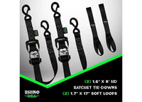 Rhino USA - Heavy - Duty 1.6" x 8' Ratchet Tie - Down Straps - 2 Pack in Bright Orange