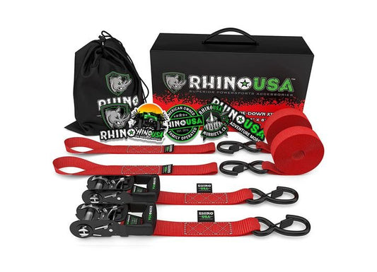 Heavy-Duty 1.6" x 8' Ratchet Tie-Down Straps - 2 Pack in Red