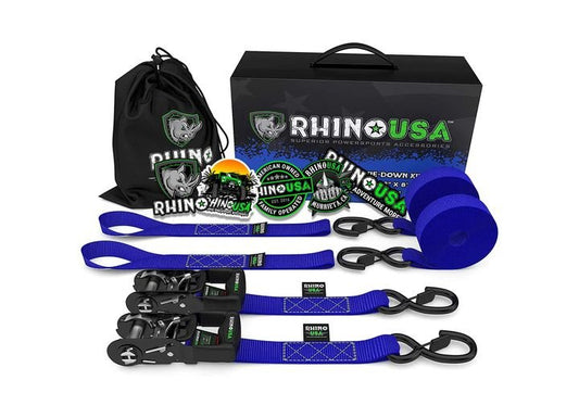 Heavy-Duty 1.6IN x 8FT Ratchet Tie-Downs - Blue 2-Pack