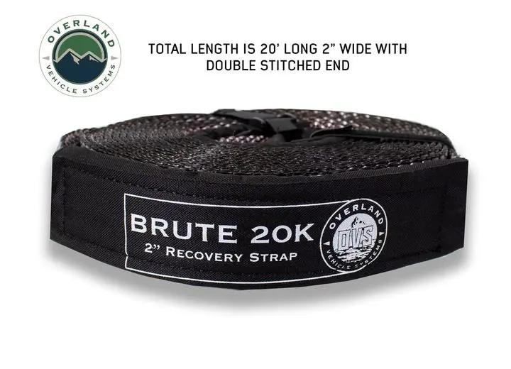 Overland Vehicle Systems / Up Down Air - Heavy - Duty 20,000 LB Tow Strap - 2" x 30' with Storage Bag and Reinforced Ends