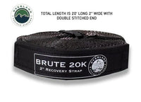 Overland Vehicle Systems / Up Down Air - Heavy - Duty 20,000 LB Tow Strap - 2" x 30' with Storage Bag and Reinforced Ends