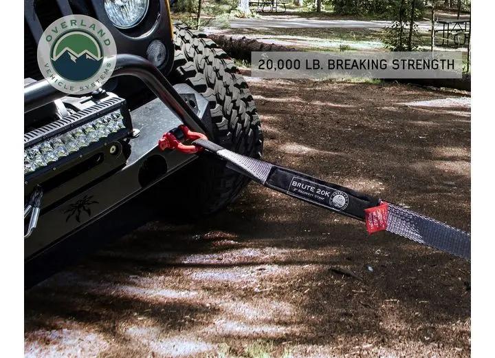 Overland Vehicle Systems / Up Down Air - Heavy - Duty 20,000 LB Tow Strap - 2" x 30' with Storage Bag and Reinforced Ends
