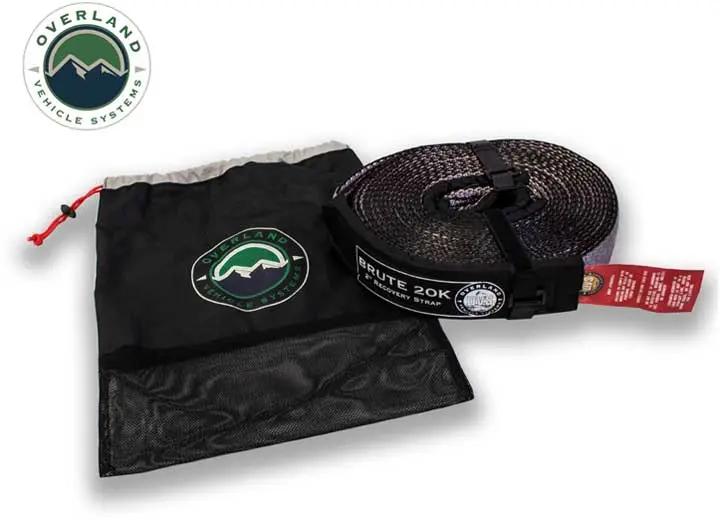 Overland Vehicle Systems / Up Down Air - Heavy - Duty 20,000 LB Tow Strap - 2" x 30' with Storage Bag and Reinforced Ends