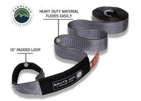 Overland Vehicle Systems / Up Down Air - Heavy - Duty 30,000 LB Towing Strap - 3" x 30' Gray with Black Ends & Storage Bag
