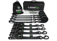 Rhino USA - Heavy - Duty 8FT Ratchet Tie - Down Straps Set - 4 Pack for Secure Transport